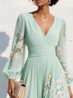 Nicola | V-Neck Chiffon Floral Midi Dress 4