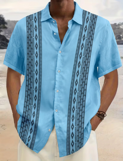 Zildian | Vintage Geometric Pattern Button Shirts 1