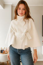 Women's Cape Coat with Belt and Button Closure 5