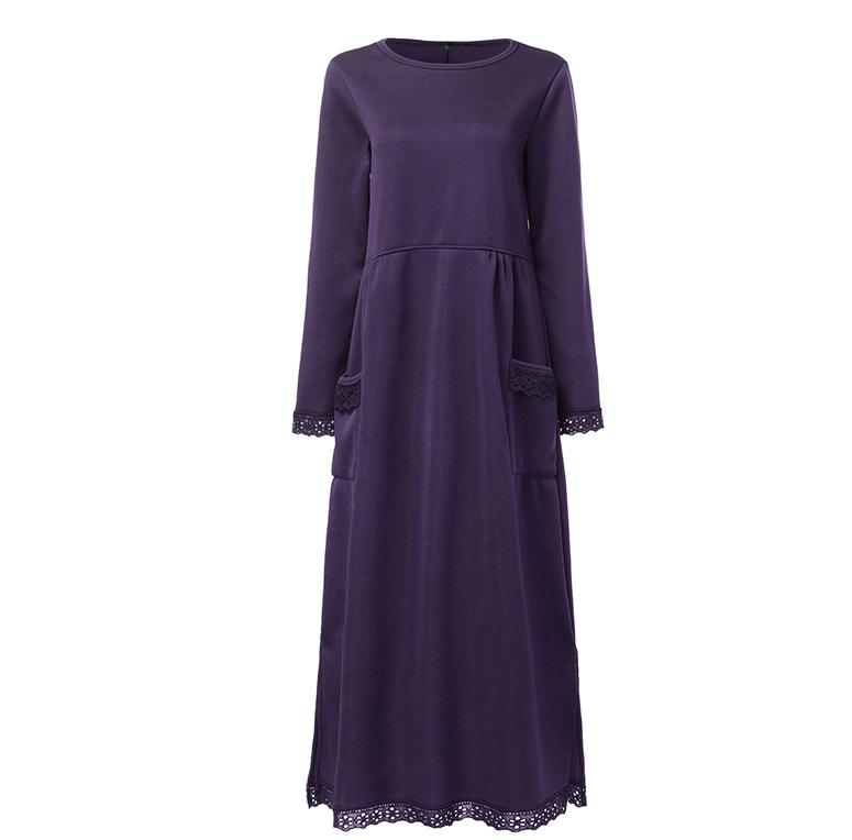 Women's Long Sleeve Maxi Dress with Side Pockets 5