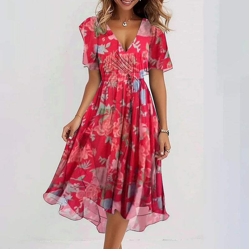 Gwyneth | Elegant Short Sleeve Printed Dress 3