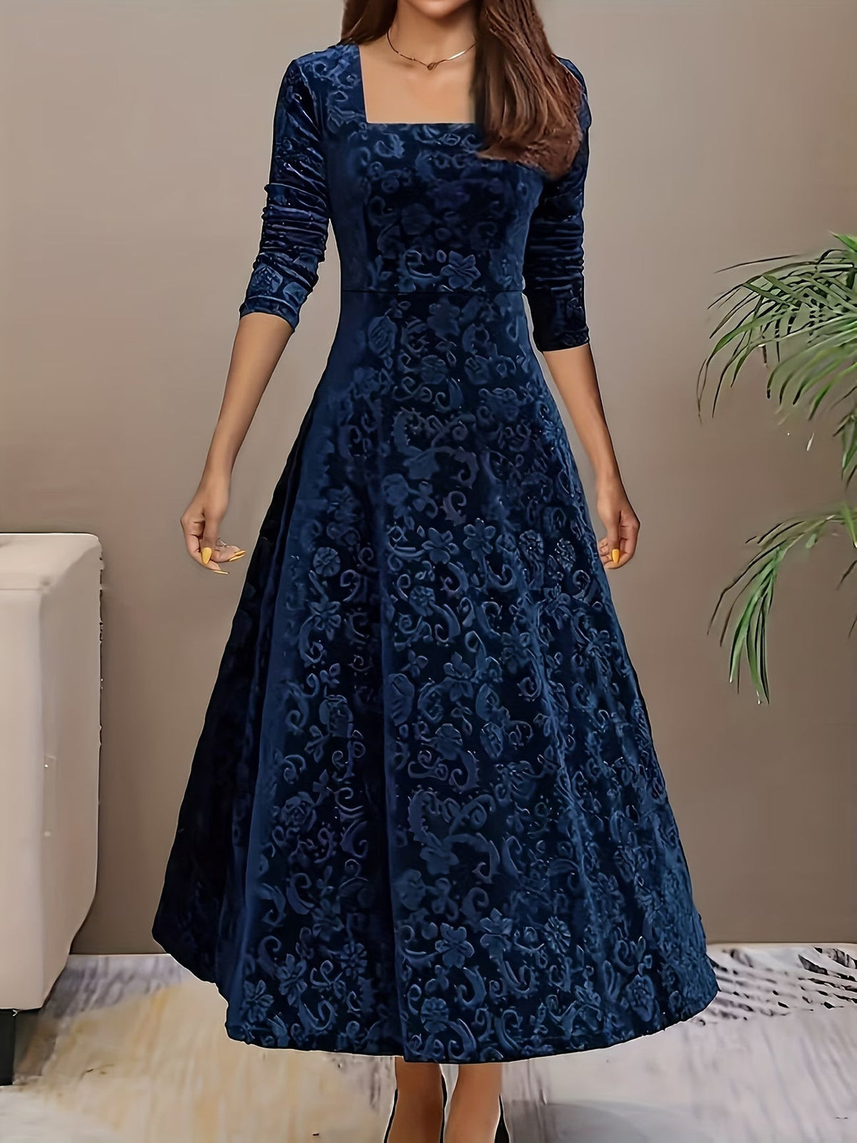 Renata | Elegant Mid Sleeve Floral Dress 2