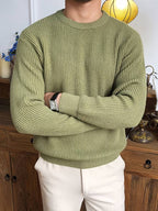 Men's Ribbed Crew Neck Sweater Long Sleeve Pullover 4