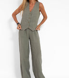 Holly | Sleeveless V-Neck & Wide-Leg Pant Set 13