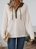 Hanna| Casual Button Waffle Knit Hoodie 1