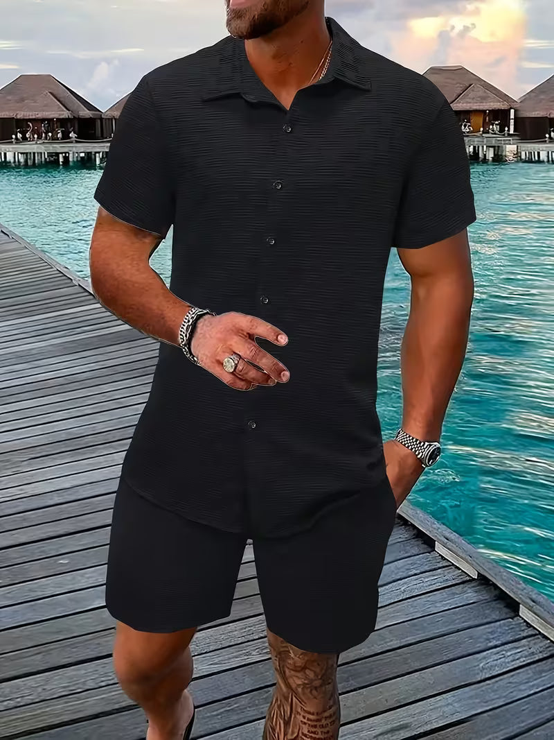Cedric | Classic Button Shirt and Shorts Summer Set 2