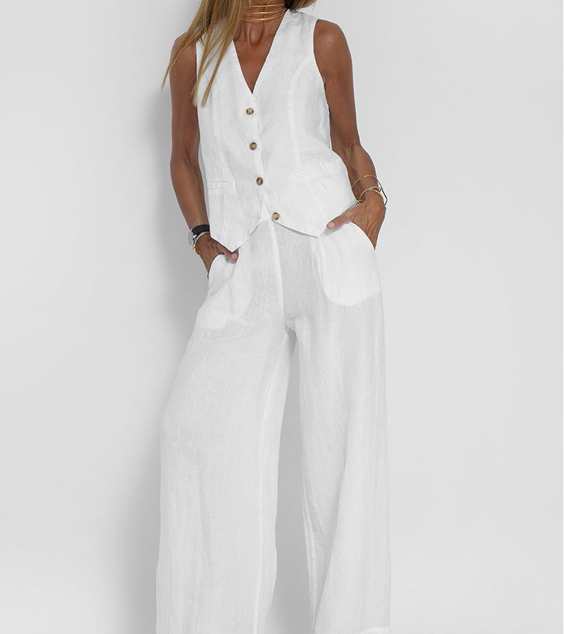 Holly | Sleeveless V-Neck & Wide-Leg Pant Set 12