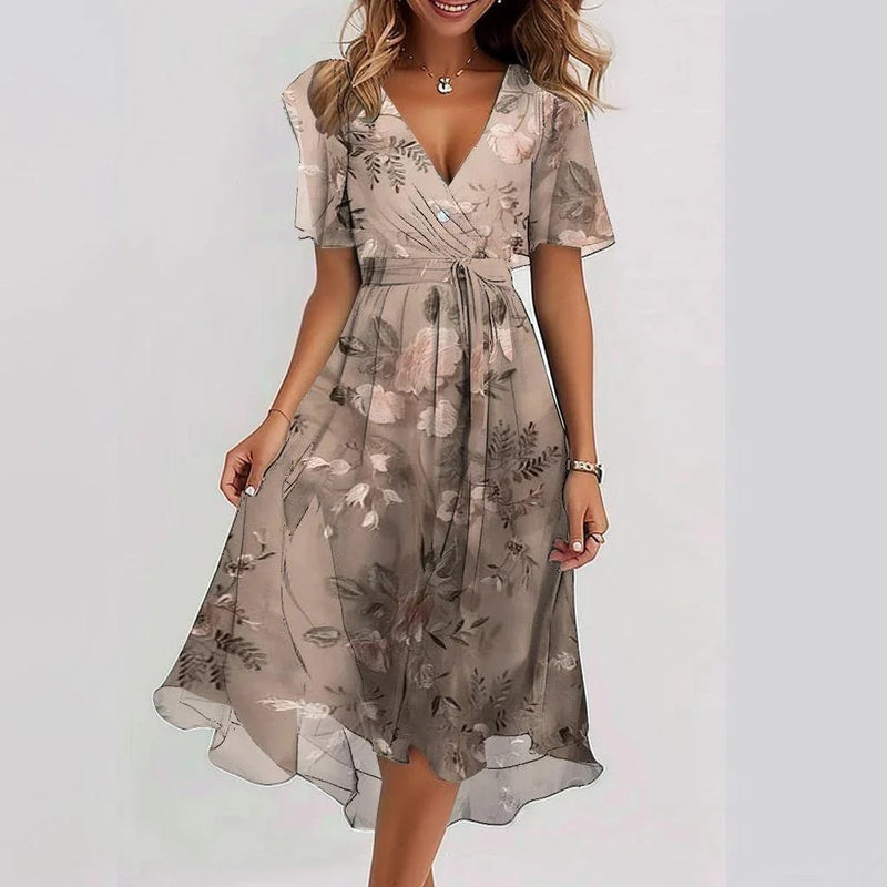 Gwyneth | Elegant Short Sleeve Printed Dress 4