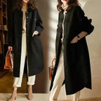 Women's Button-Front Long Jacket with Pockets 3