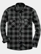 Men's Buffalo Plaid Flannel Shirt Button-Front 34
