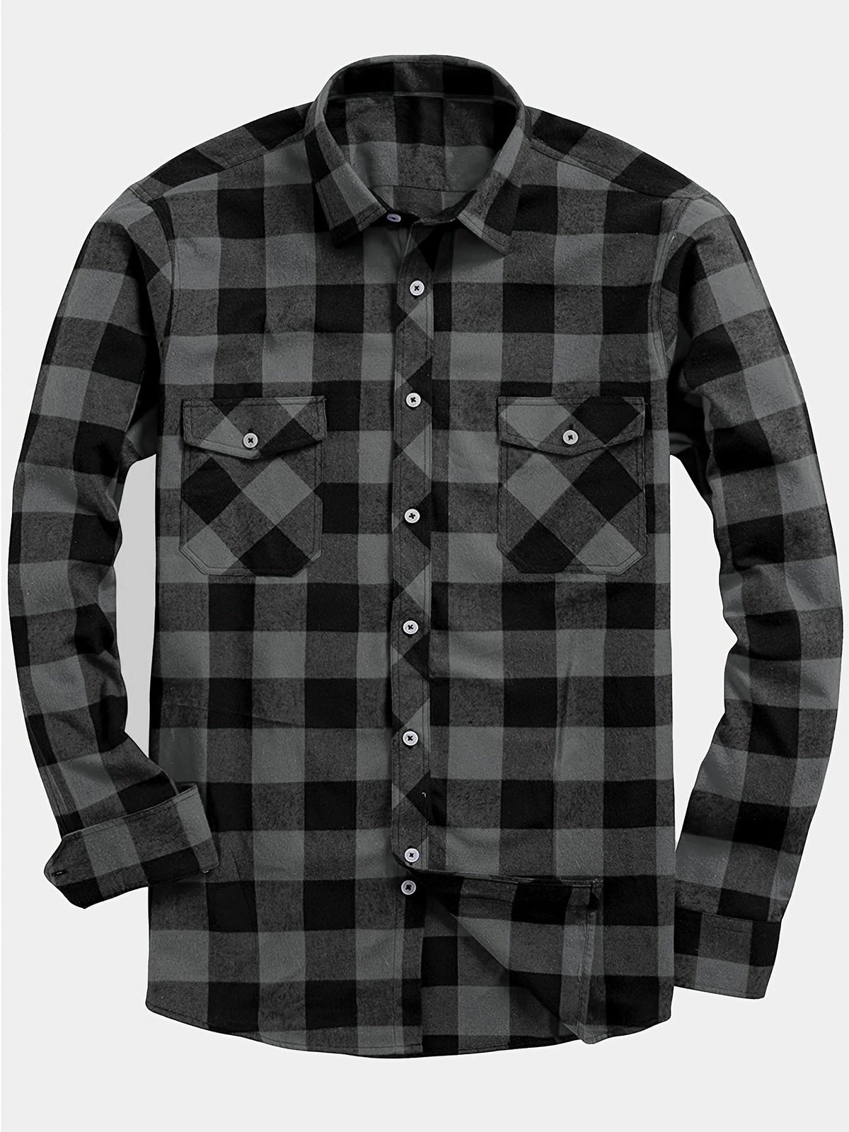 Men's Buffalo Plaid Flannel Shirt Button-Front 34