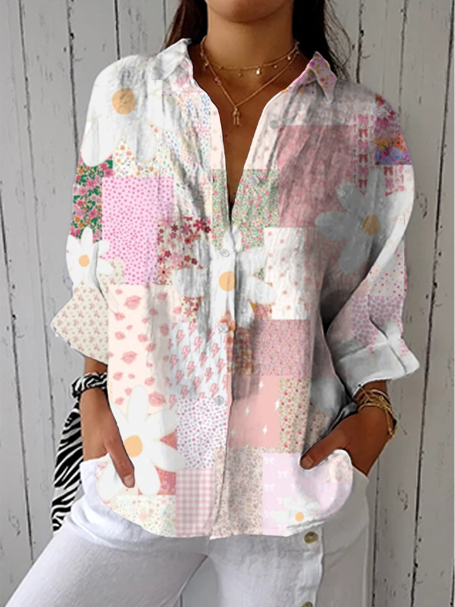 Cheryl | Stylish Patchwork Button Blouse 1