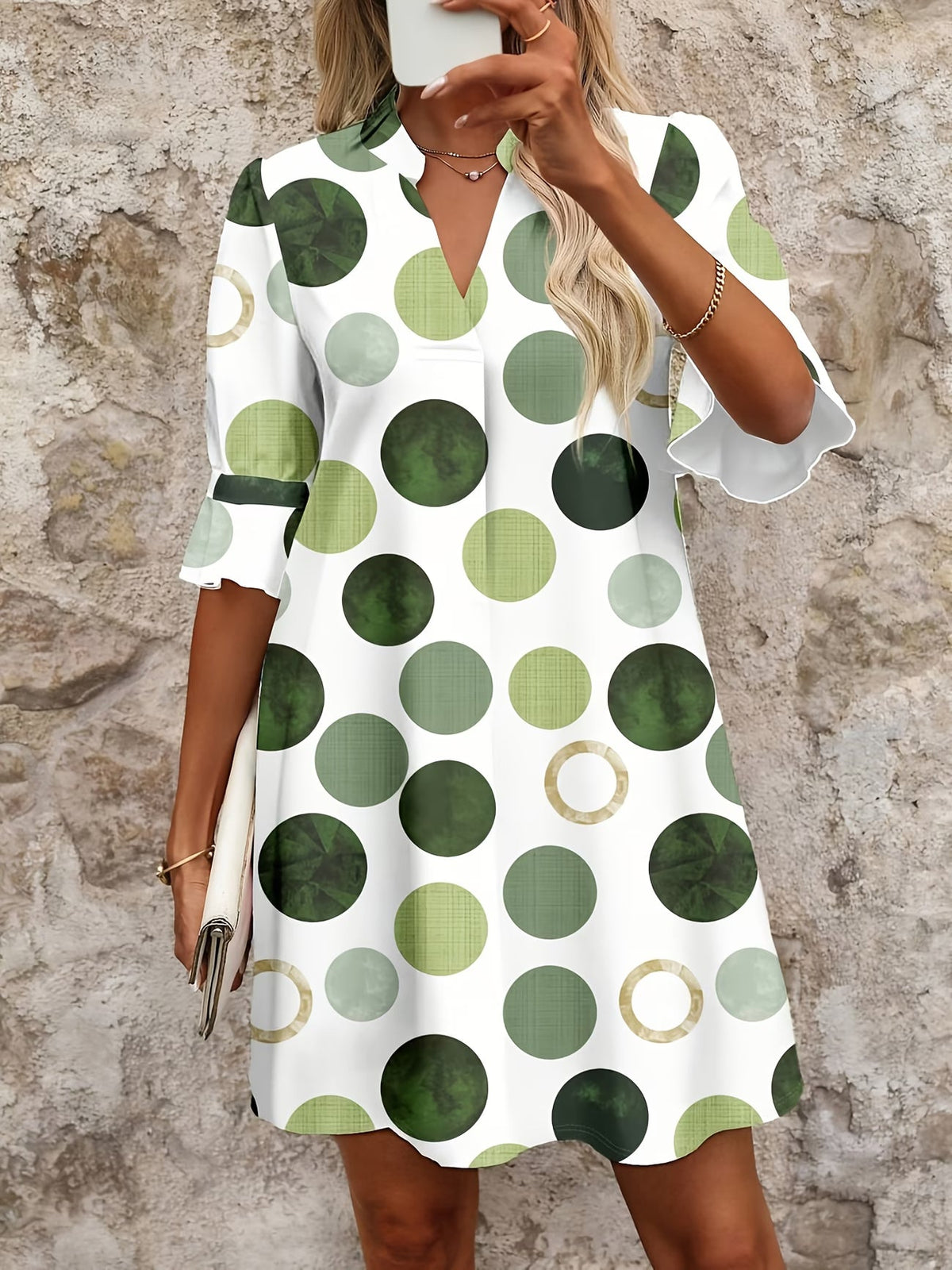 Veda | Stylish Mid Sleeve Dotted Dress 1