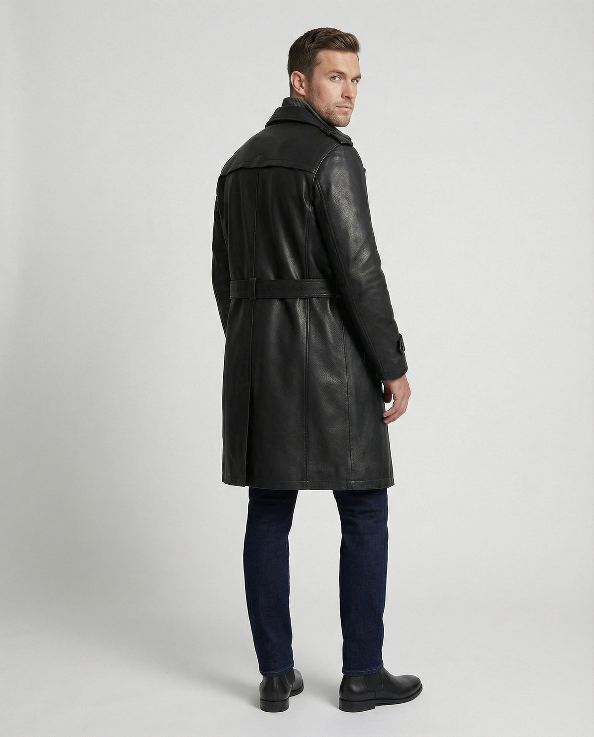 Men's Double-Breasted Trench Coat with Notched Lapel 4