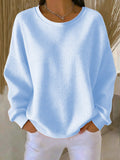 Women's Crew-Neck Waffle-Knit Top with Long Sleeves 1