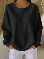 Women's Crew-Neck Waffle-Knit Top with Long Sleeves 7