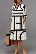 Theodora | Stylish Pattern Collar Midi Dress 1