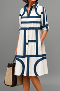 Amira | Sophisticated Pattern Collar Midi Dress 1