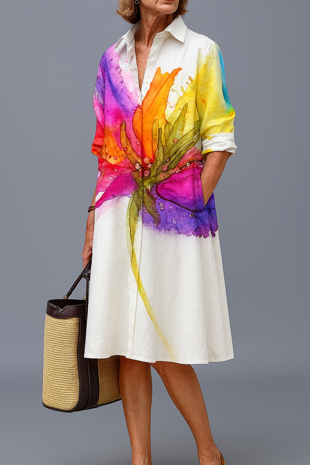 Lydia | Elegant Multicolor Midi Dress 1