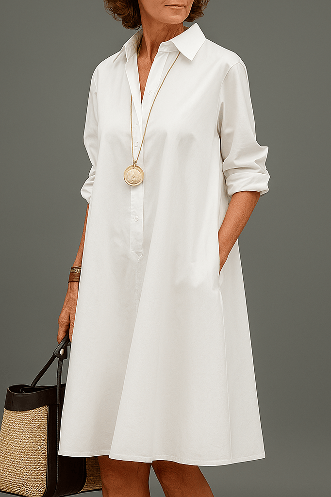 Seraphina | Elegant Plain Long Sleeve Dress 1