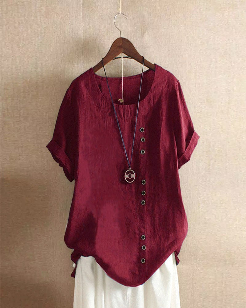 Adeline | Short Sleeve Round Neck Blouse 9