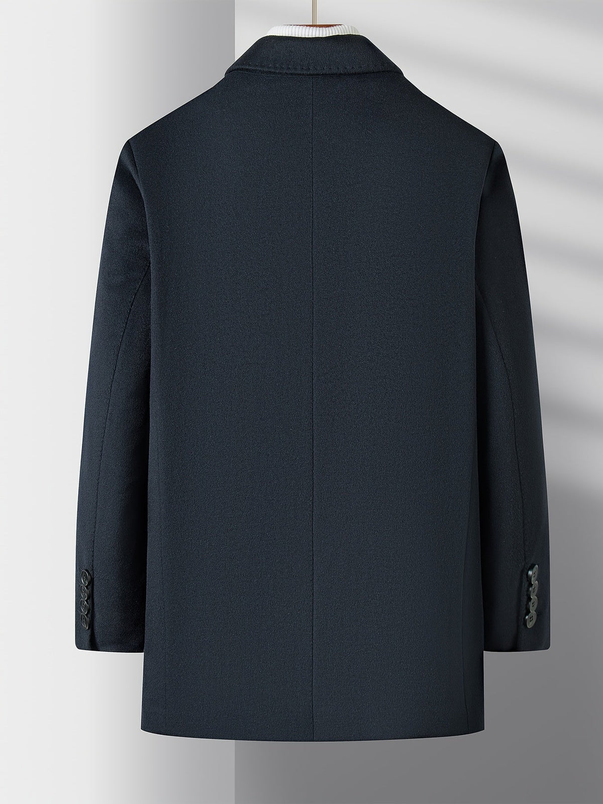 Men's Button-Front Overcoat Collar Pockets 3