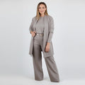 Women's 3-Piece Lounge Set with Long Cardigan and Wide-Leg Pants 1