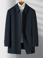 Men's Button-Front Overcoat Collar Pockets 2