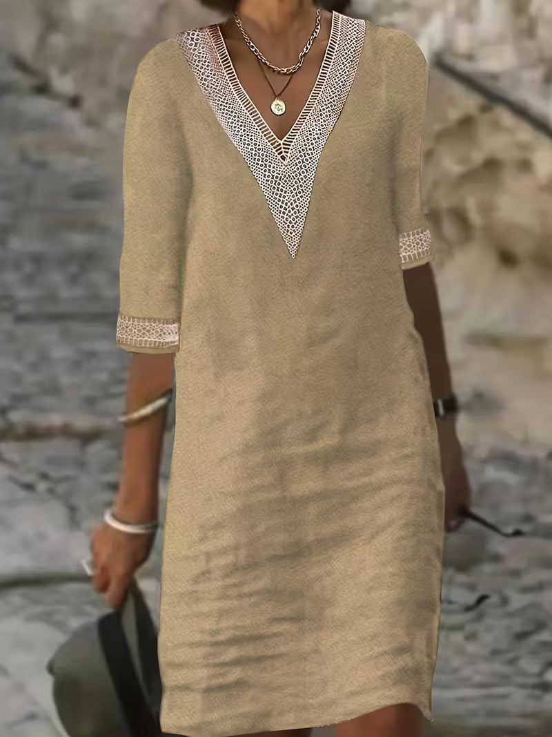 Imelda | Stylish V-Neck Mid Sleeve Dress 4