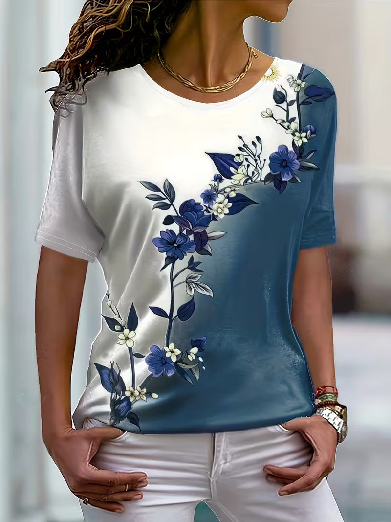 Beth | Stylish Floral Colorblock Blouse 1