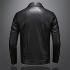 Men's Biker Jacket with Stand Collar and Zip Closure 2