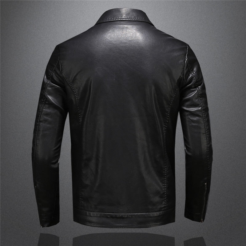 Men's Biker Jacket with Stand Collar and Zip Closure 2