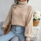 Women's Turtleneck Sweater with Ribbed Hem and Cuffs 3