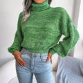 Women's Turtleneck Sweater with Ribbed Hem and Cuffs 1