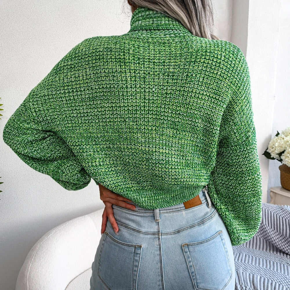 Women's Turtleneck Sweater with Ribbed Hem and Cuffs 5
