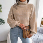 Women's Turtleneck Sweater with Ribbed Hem and Cuffs 6