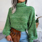 Women's Turtleneck Sweater with Ribbed Hem and Cuffs 7