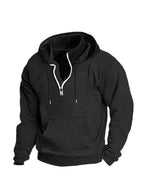 Men's Half-Zip Hoodie with Kangaroo Pocket and Drawstring 1