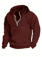 Men's Half-Zip Hoodie with Kangaroo Pocket and Drawstring 8