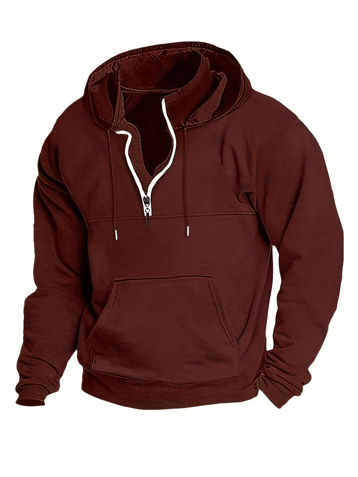 Men's Half-Zip Hoodie with Kangaroo Pocket and Drawstring 8