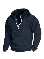 Men's Half-Zip Hoodie with Kangaroo Pocket and Drawstring 4