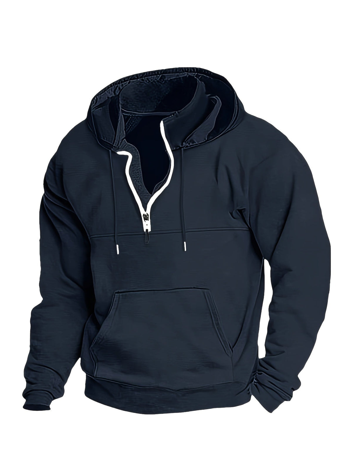 Men's Half-Zip Hoodie with Kangaroo Pocket and Drawstring 4