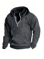 Men's Half-Zip Hoodie with Kangaroo Pocket and Drawstring 2