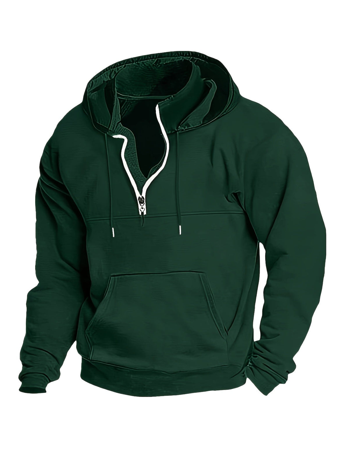 Men's Half-Zip Hoodie with Kangaroo Pocket and Drawstring 7