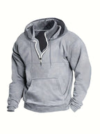 Men's Half-Zip Hoodie with Kangaroo Pocket and Drawstring 3