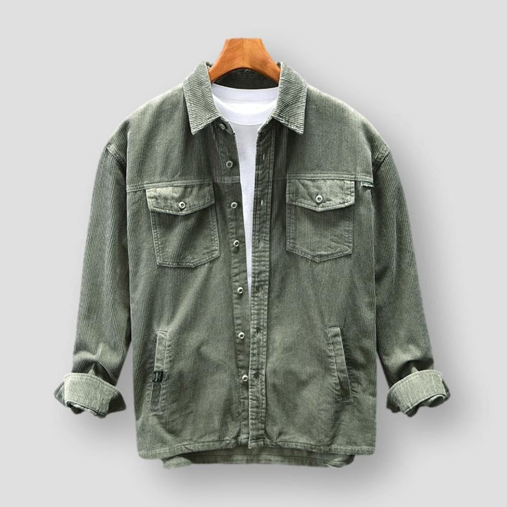 Men's Corduroy Shirt Jacket with Chest Pockets 2