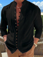 Benedict | Retro Loose Long Sleeve Button-Up Shirt 1