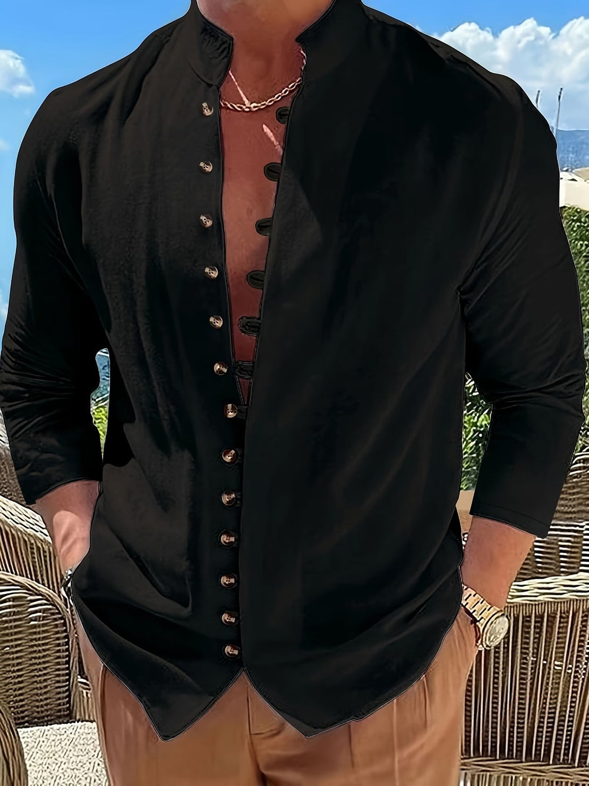 Benedict | Retro Loose Long Sleeve Button-Up Shirt 1