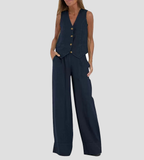 Holly | Sleeveless V-Neck & Wide-Leg Pant Set 16