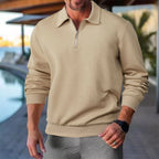 Men's Half-Zip Collared Sweatshirt with Textured Knit 8